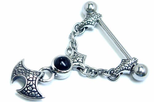 ブラックドラゴンスレイブ ニップルピアス 14G オニキス 天然石 ストレートバーベル 14ゲージ 軟骨 ヘリックス 乳首 胸 耳 乳輪 ボディピアス メンズ レディース KKNSD-0004-OX