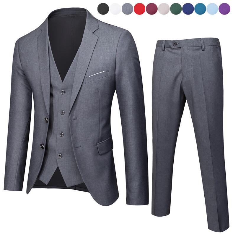 ビジネススーツ メンズ スリーピース スーツ 上下セット メンズスーツ 3点セット ジャケット+ベスト+パンツ 通勤 スーツセット セットアップ 3ピーススーツ カジュアル スリムスーツ 韓国風 フォ