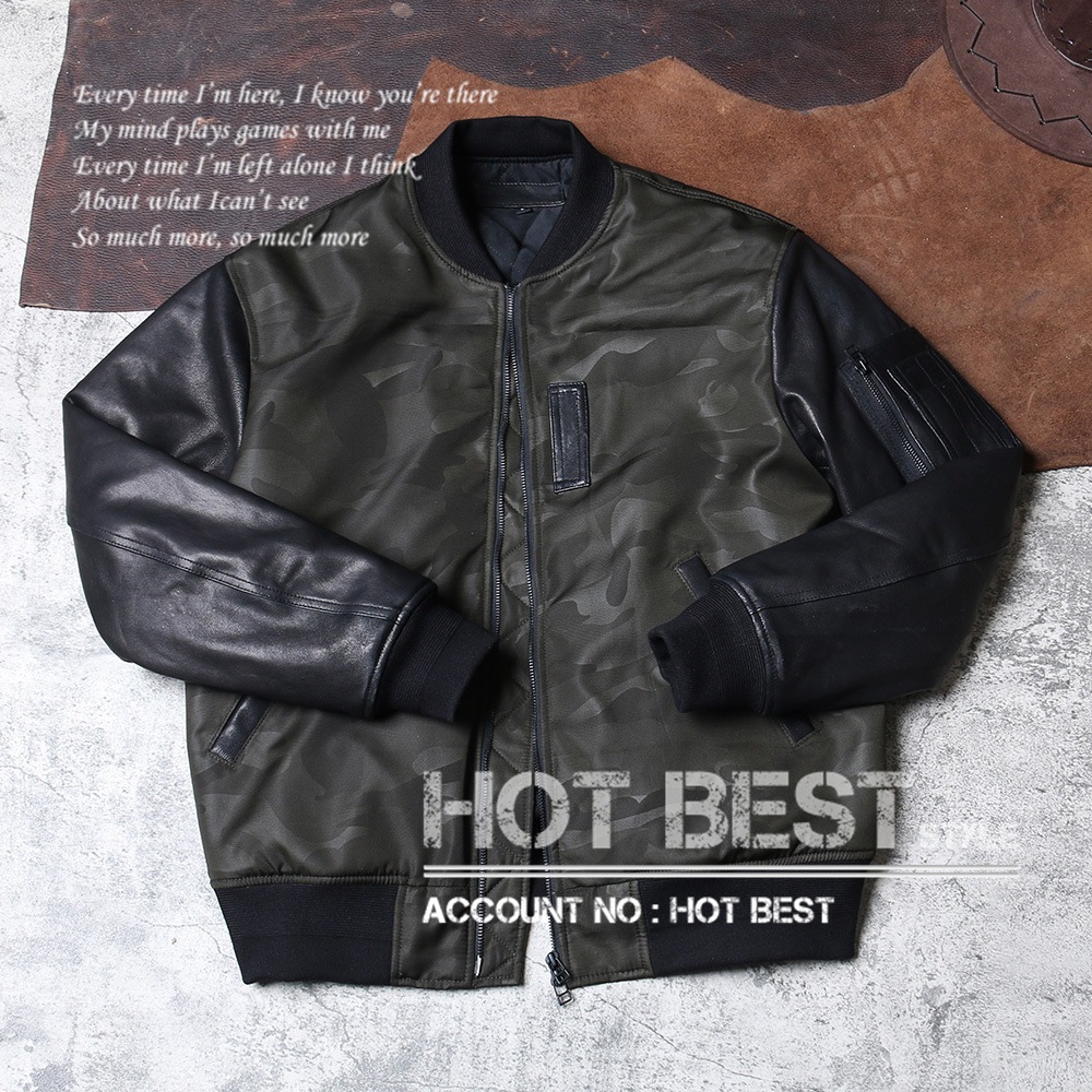 シープスキン USAAF TYPE MA-1 中綿 スタジャン 羊毛 フライトジャケット ボマーボンバー 羊革 レザー