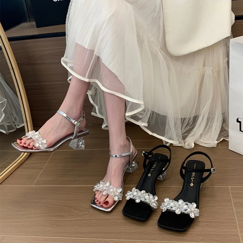 サンダル 歩きやすい 履きやすい スクエアトゥ ストラップ ウェッジソール 疲れない レディース 脱げない 痛くない ブラック シルバー 春夏 アンクルストラップ ゴム トラベル 旅行 リゾート 美脚