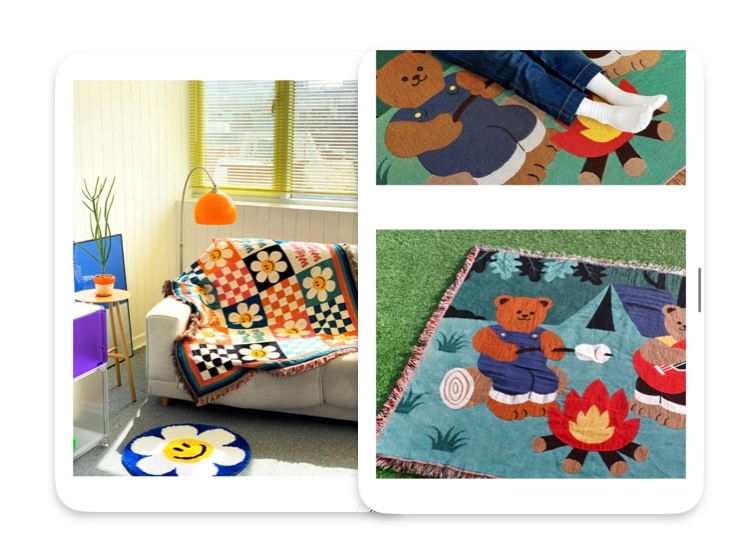 [Wiggle] リビング カーペット 四角 ラグ キャンプ用品 ピクニックマット