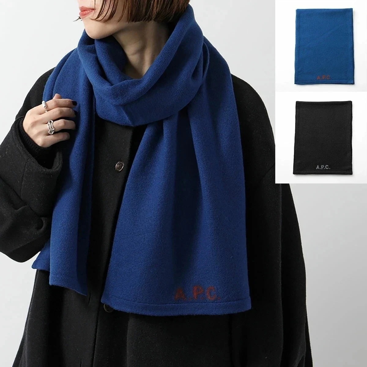 APC A.P.C. アーペーセー マフラー William ウィリアム WVBDK M15206 レディース 185×35 メリノウール ストール ロゴ刺繍
