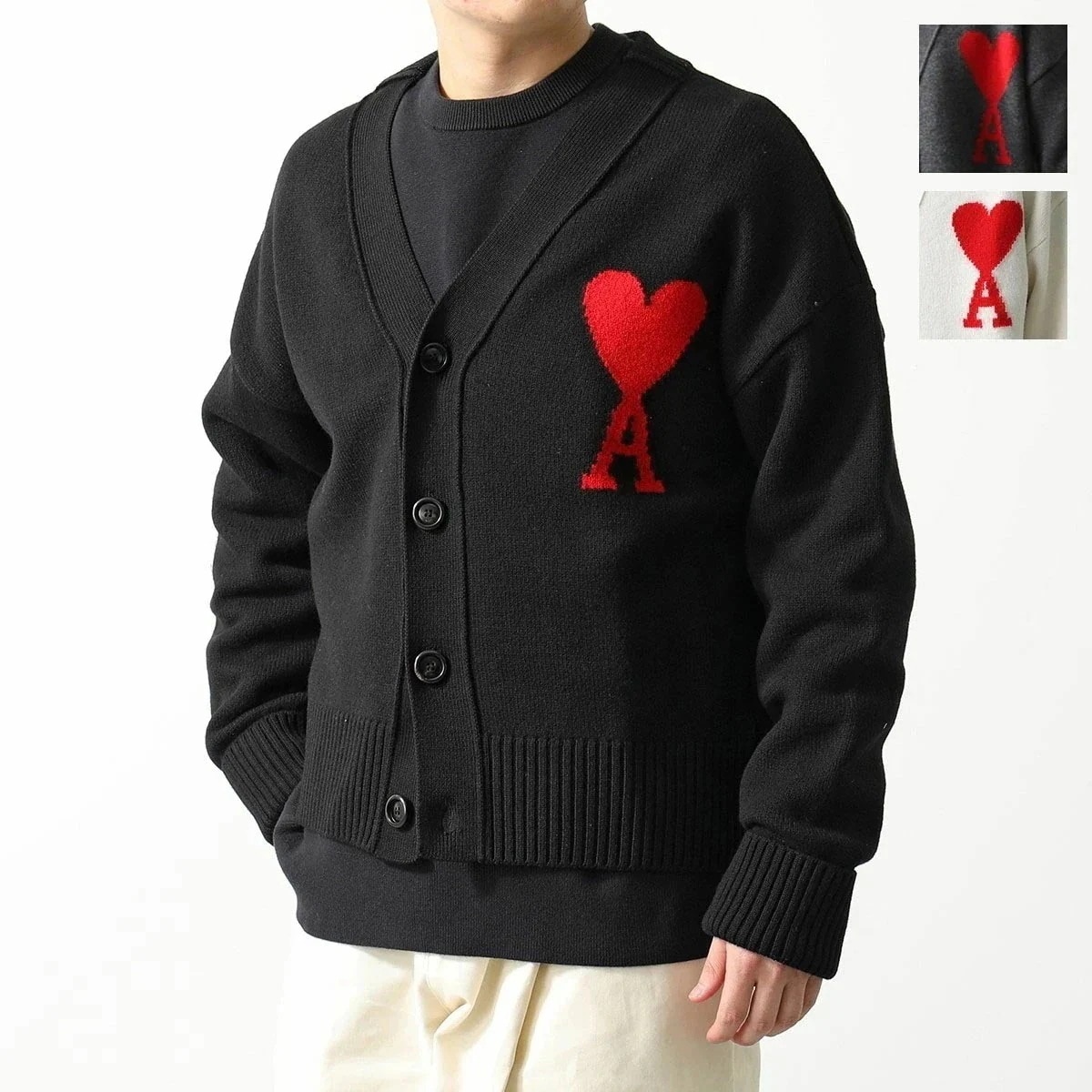 ami paris アミパリス カーディガン UKC002.018 メンズ ニット ウール Vネック ハートロゴ 長袖 カラー3色