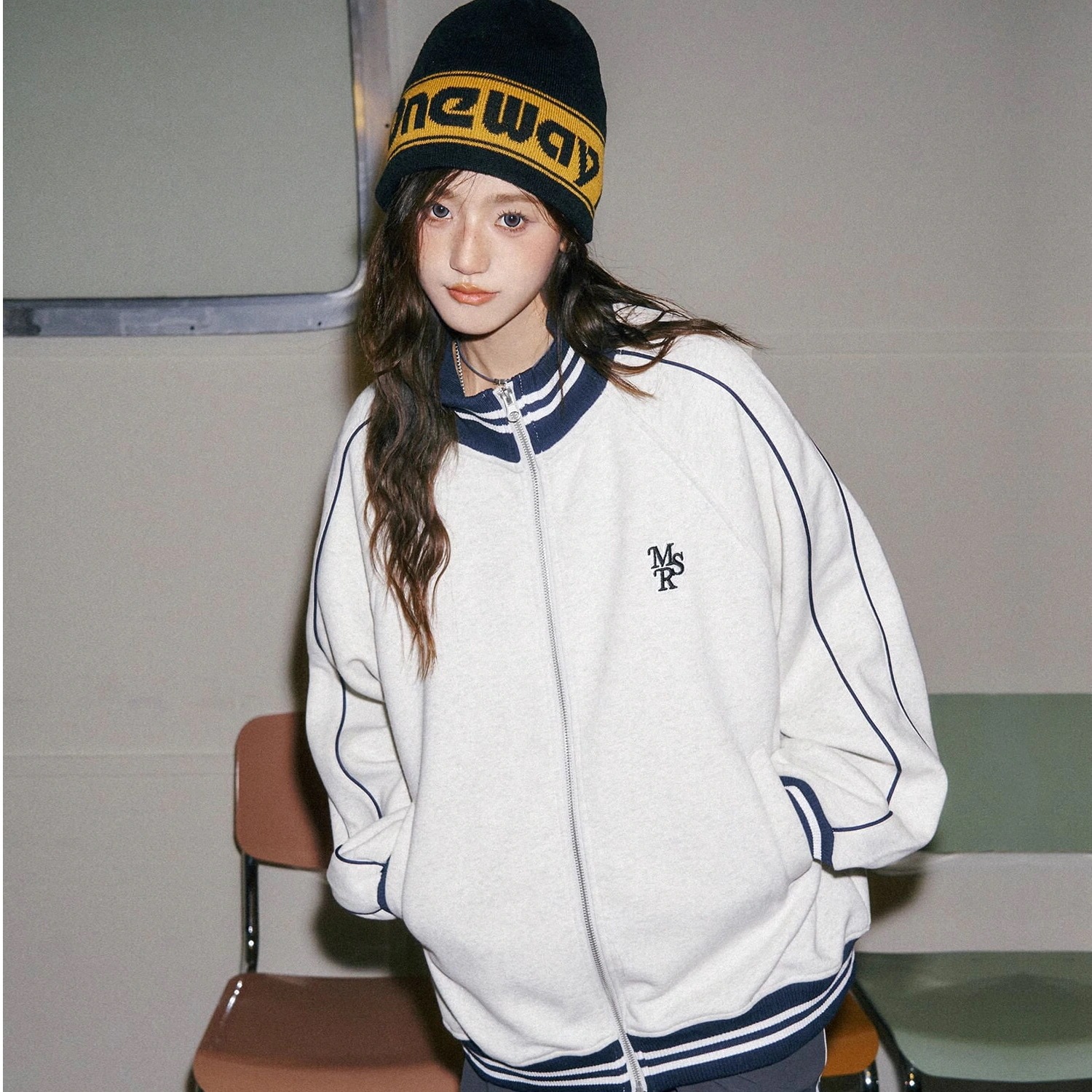 秋冬 韓国 かわいい レディース ハイネック スタンドネック アウター ブルゾン お出かけ 長袖セクシーシルエットトップスサイド冬カジュアルファッション系サイズお出かけフル丈トラック