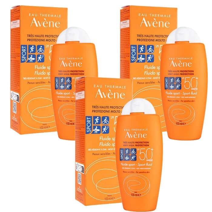 アベンヌ スポーツフルイド SPF50+ 100ml 3本 Avene Fluide Sport 敏感肌用 顔 体 海外発送 日時指定不可 国際書留郵便