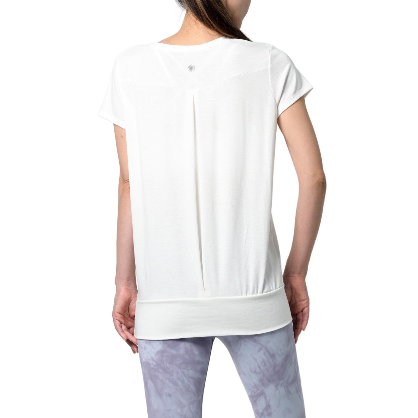 [machikaada] ヨガウェア トップス Tシャツ 半袖 ロング丈 着丈長い 裾リブ ロング丈 丈長 ヨガ ホットヨガ ピラティス ジム フィットネスウェア かわいい おしゃれ 長め 体型カバー