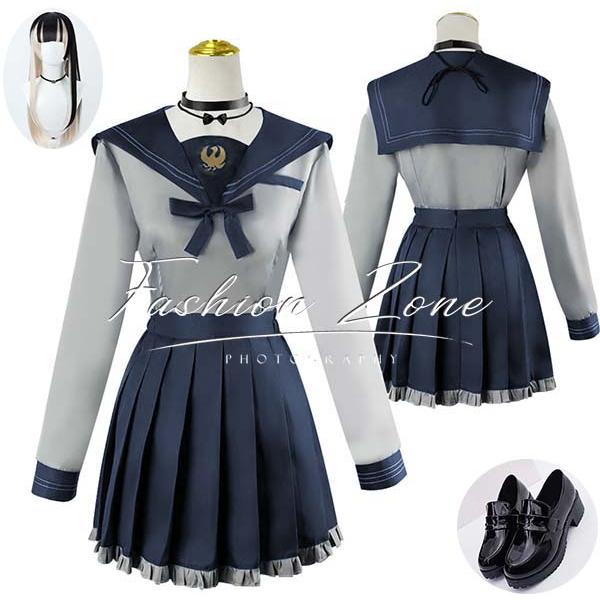 バーチャルライバー VTuber 風 儒烏風亭らでん JK服 コスプレ衣装 ウィッグ 靴 cosplay ハロウィン 演出服 変装