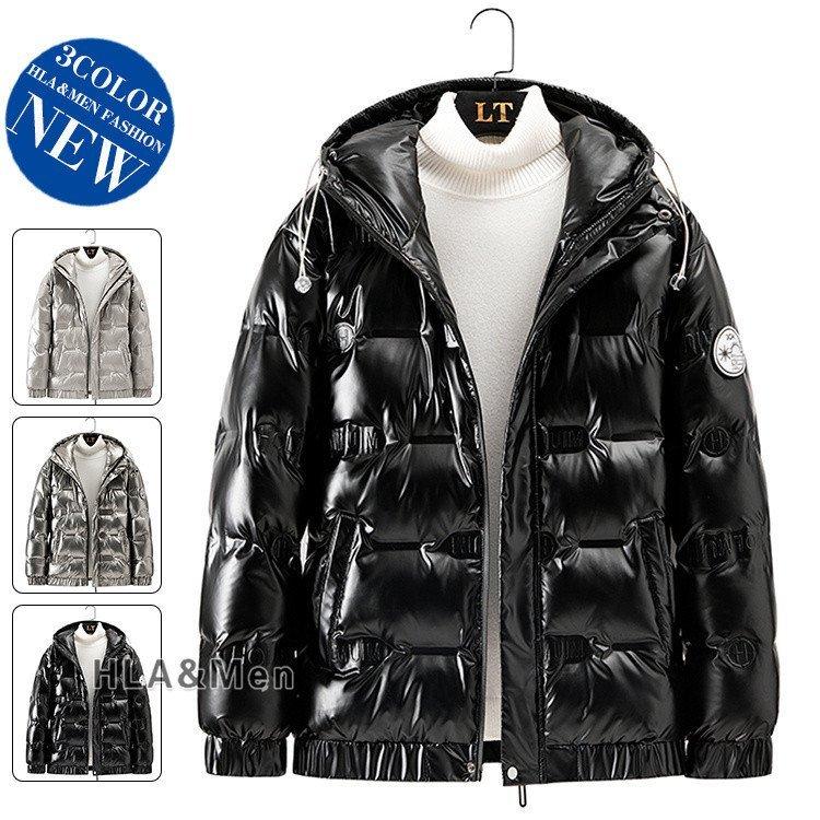 品大人気メンズダウンジャケット防寒着おしゃれ厚白ダウンフード付きアウターぴかぴか