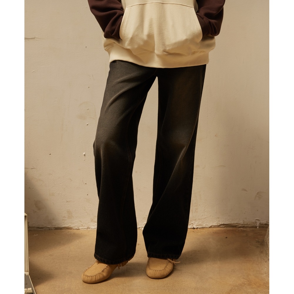 MILLIONCOR [9609] ユニセックスステッチウォッシングワイドデニム（ブラック）