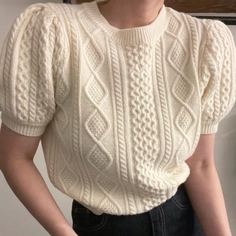 2color レディース トップス ニット セーター 半袖 ホワイト グリーン クラシック 大人 5,611円