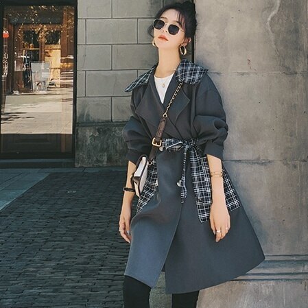 レディース チェスターコート アウター コート トレンチコート ドッキングデザイン チェック柄