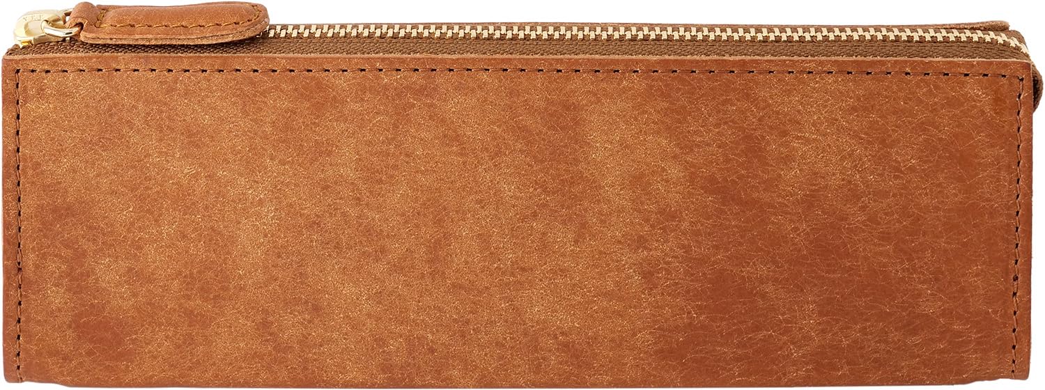 スリップオン(Slip-On) PB ファスナーペンケース L コニャック(薄茶) IPV-6501 革 イタリアンレザー スリム シンプル