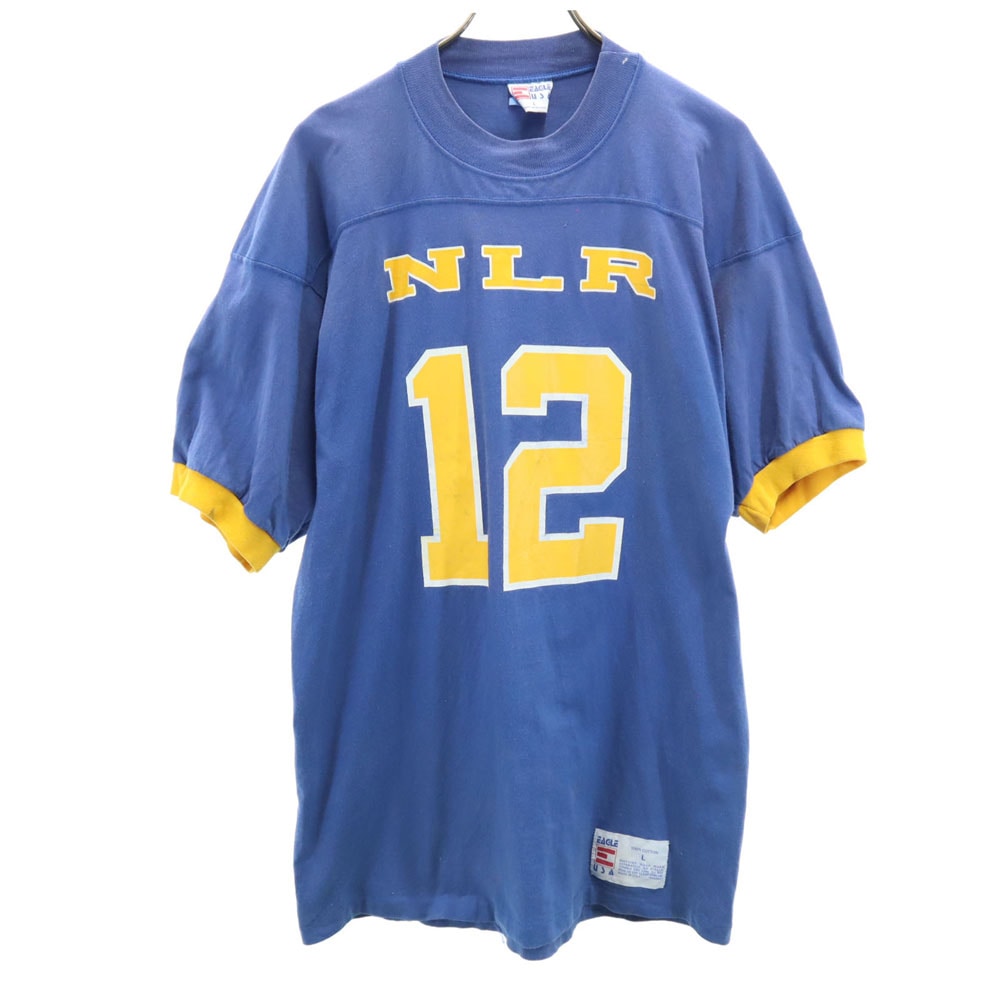 イーグル 90s USA製 半袖 ゲーム Tシャツ L ブルー EAGLE USA トリム オールド ヴィンテージ メンズ