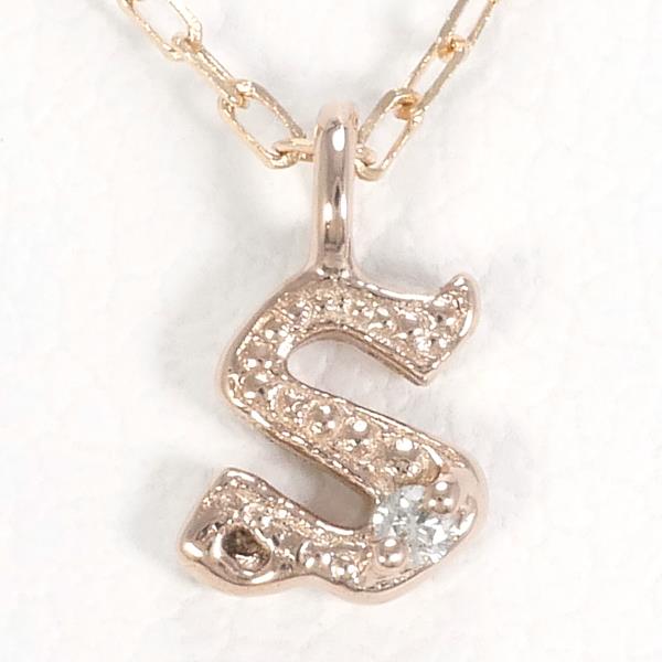 K10 10金 PG ネックレス ダイヤ 0.006 【中古】