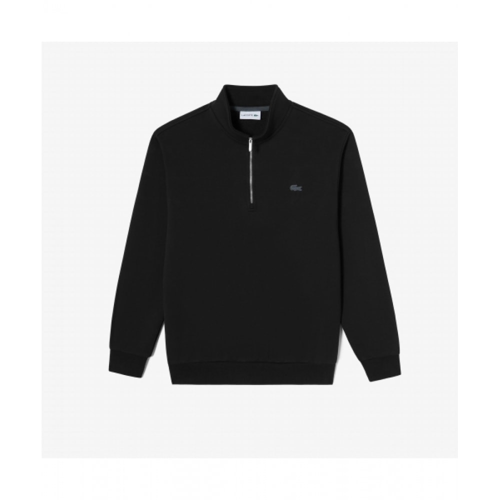 LACOSTE メンズハーフジップアップスウェットシャツ [ブラック]
