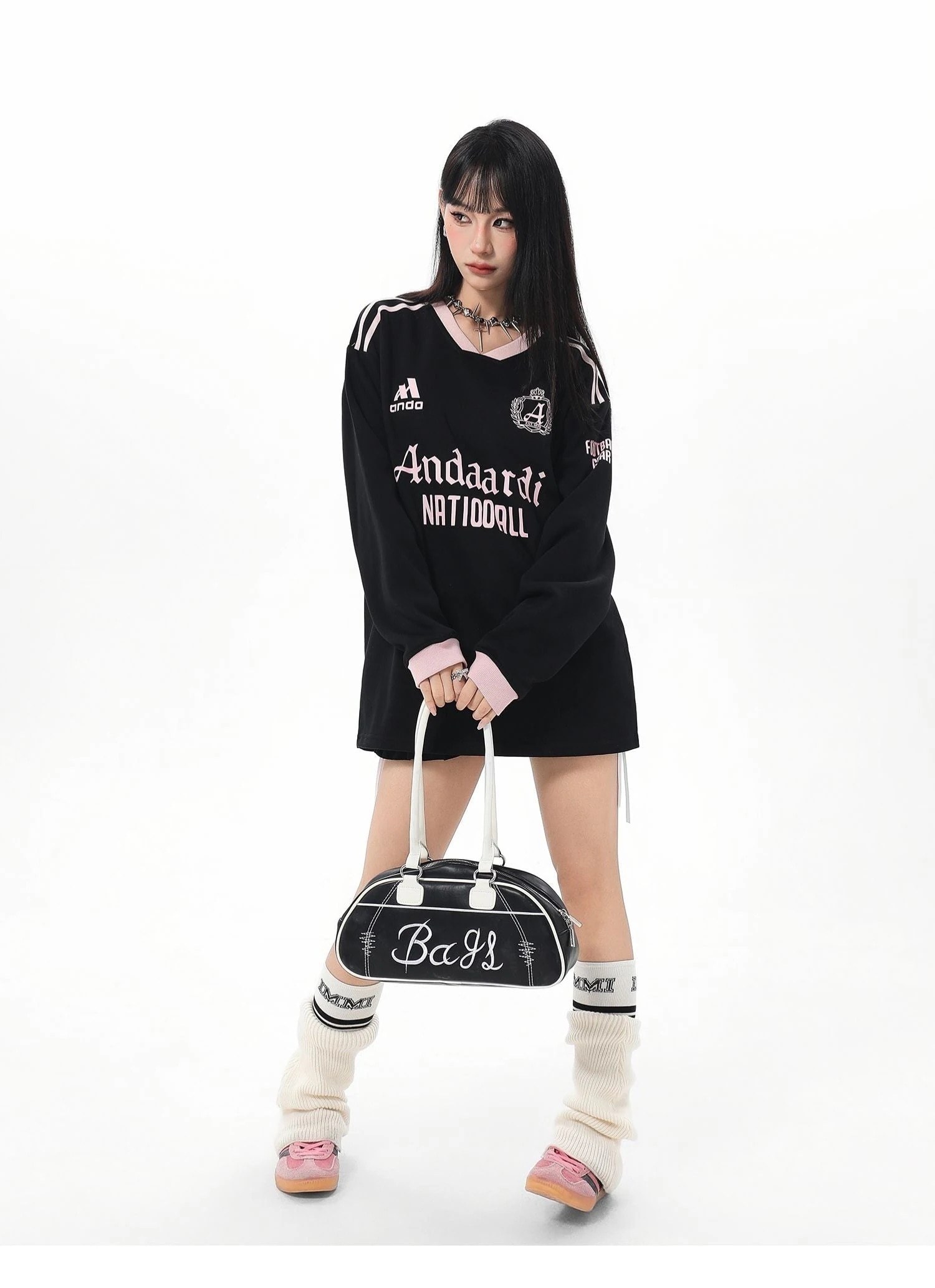 トップストレーナー2025春夏トップスシャツ 長袖バイカラーTシャツかわいいK-POPレディース韓国風ロゴダンス衣装ルーズゆったりカジュアルおしゃれサイズシルエットファッション系サイドシャツフット春ス