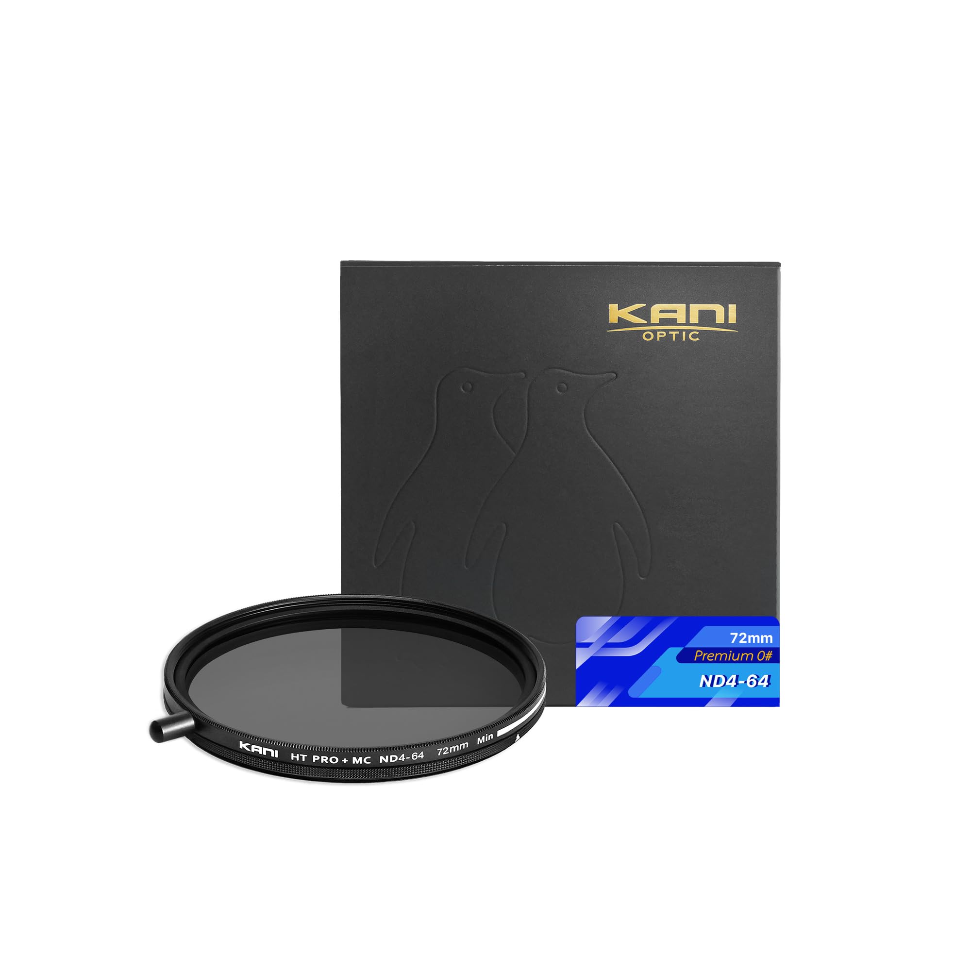 KANI 72mm 可変NDフィルター ZeroSharpシリーズ Premium ND4-64 減光効果2～6絞り分 色再現性改善 着脱式調整用ノブ付 高濃度時X状ムラ抑制 低反射 撥水 撥油 防汚