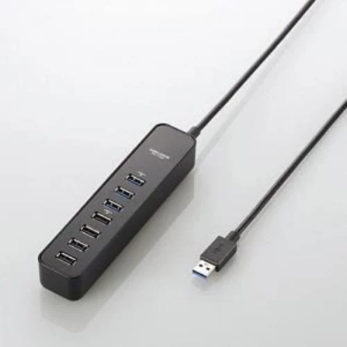 USBハブ エレコム セルフパワー U3H-T706SBK USB3.0ハブ 7ポート搭載 マグネット付き セルフパワー／バスパワー共用モデル 4,617円