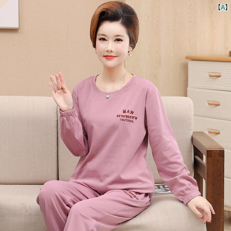 ルームウェア 部屋着 レディース 長袖 婦人 ミセス 高齢者 パジャマ 綿 秋冬 薄手 大きめ サイズ セット パープル グレー グリーン