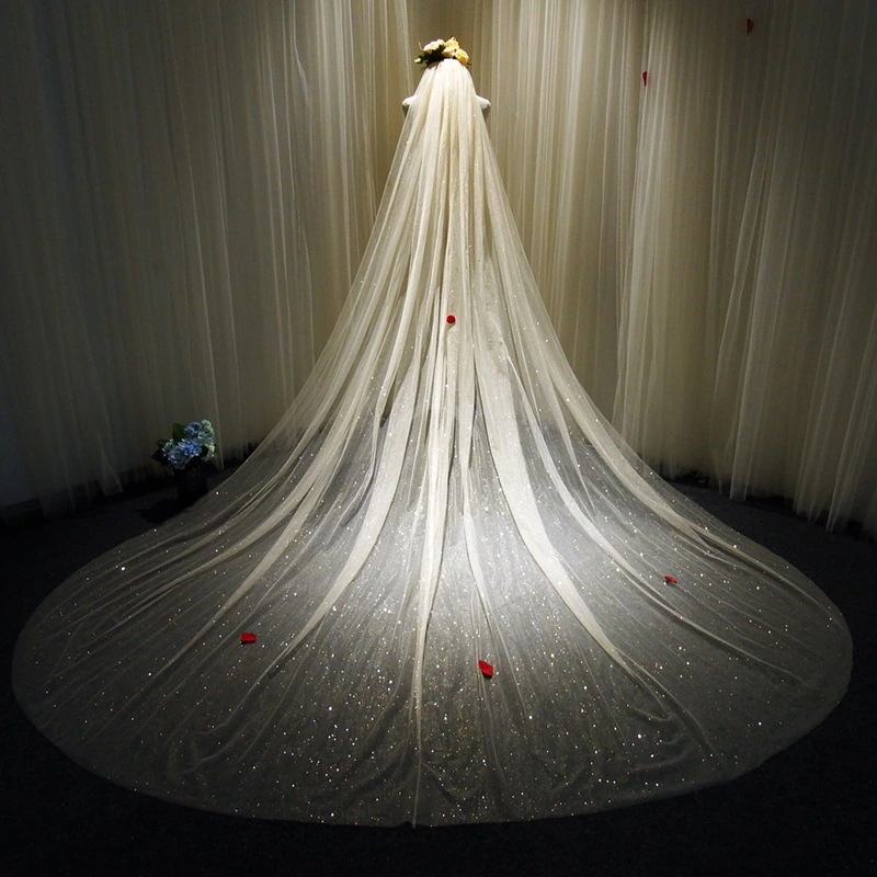 ロングテールシャンパンウェディングベールブライダルウェディングアクセサリー韓版ウェディングヘッドウェ 母の日-0009764