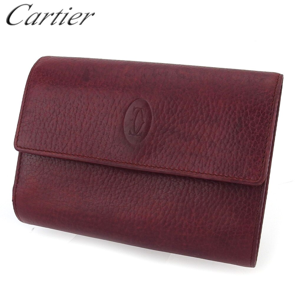 三つ折り 財布 がま口財布 マストライン レディース メンズ ボルドー ゴールド 中古