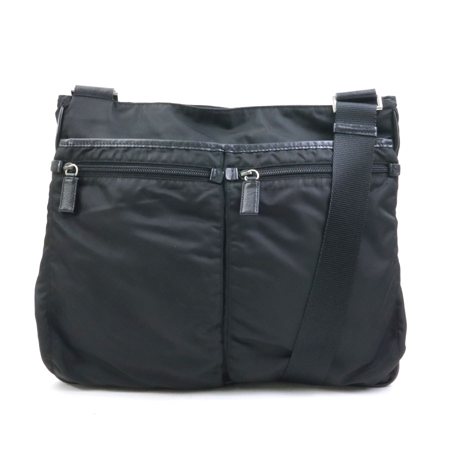 プラダ PRADA 斜め掛けショルダーバッグ ナイロン ブラック シルバー メンズ e60652a