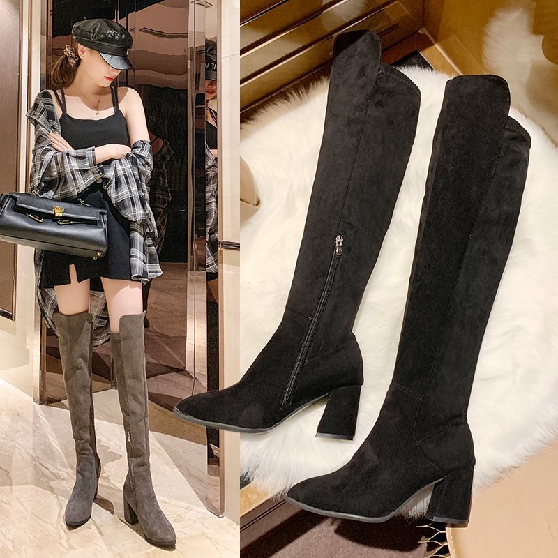 新しいファッションハイヒール/スプライスされた暖かさ/ファッショントレンド/ ロングブーツ