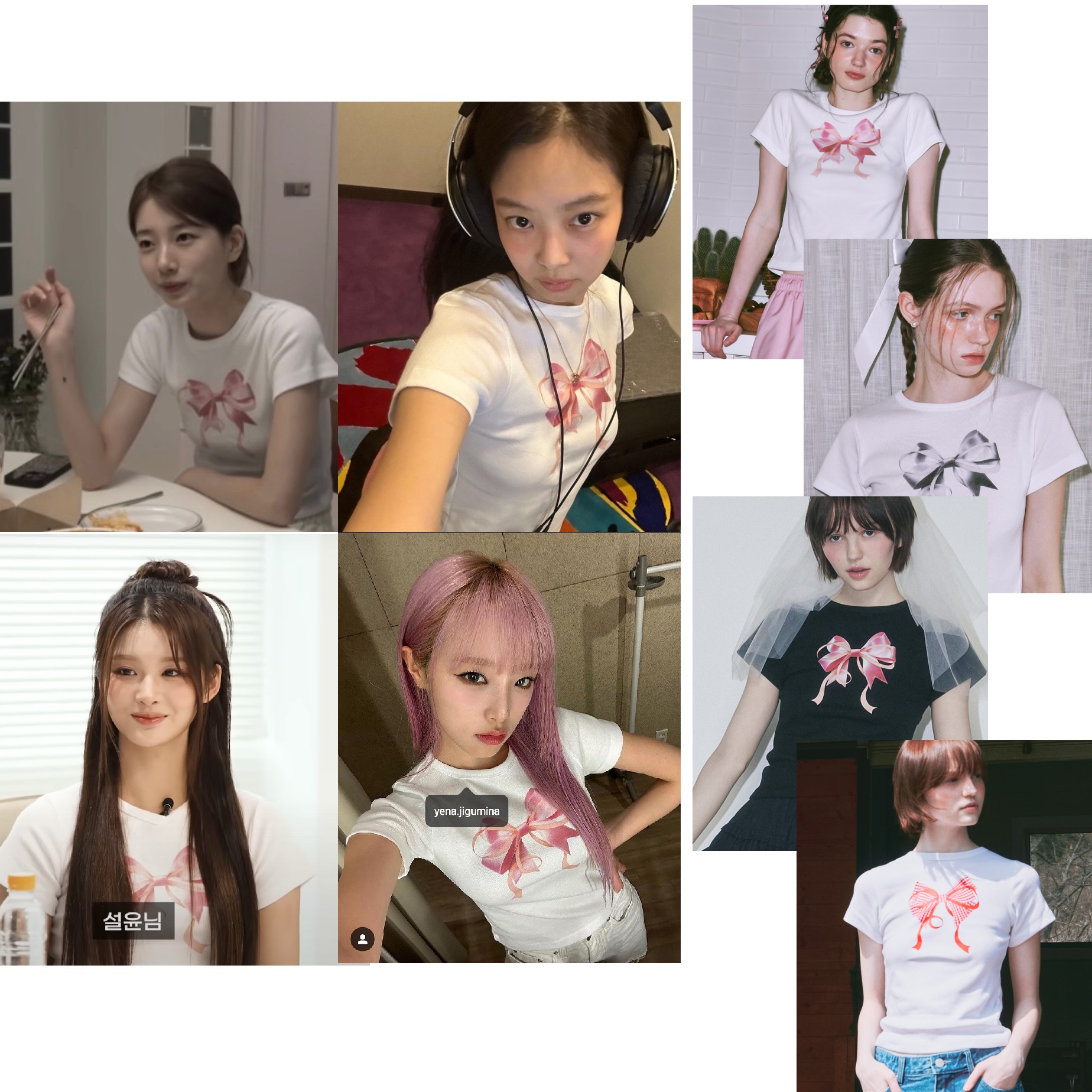 [韓国セレブ着用] DOUBLE RIBBON SLIM CROP T SHIRT 10色