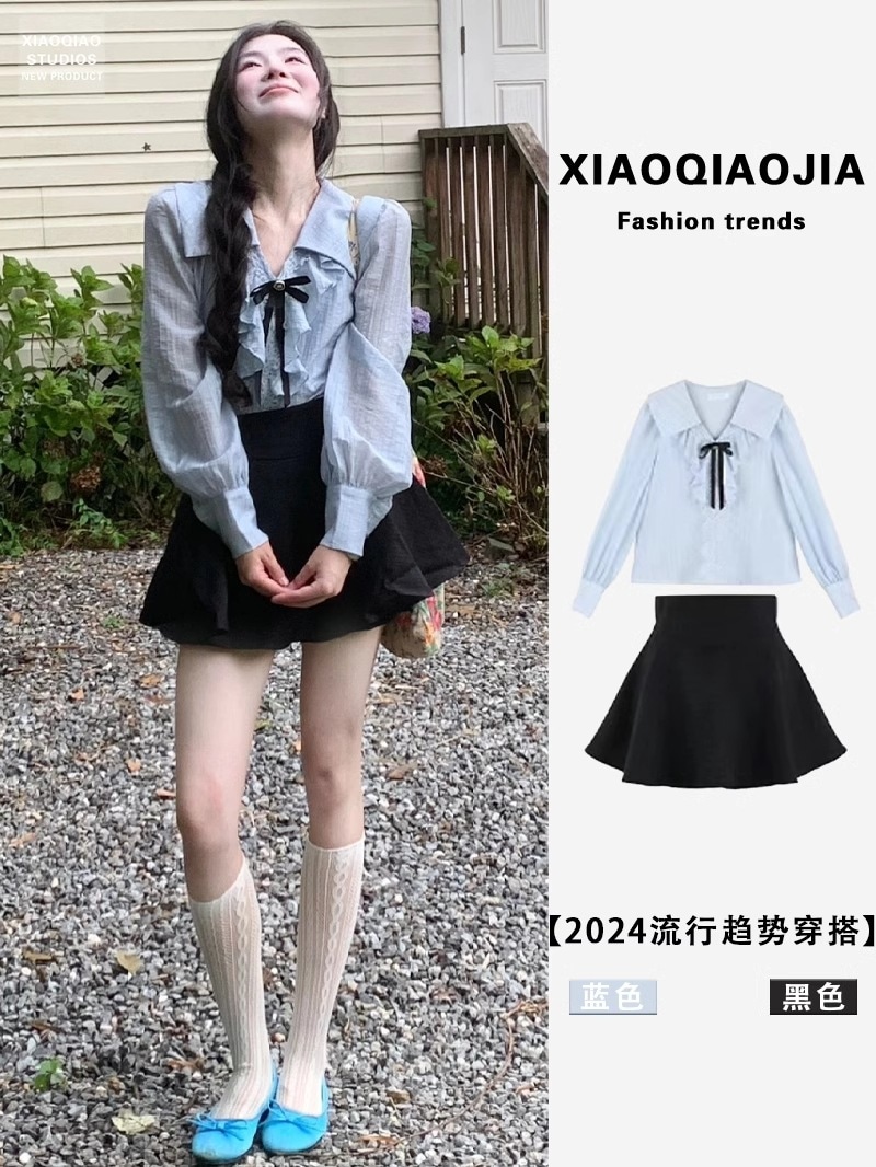 韓国独特の美しいスタイルで年齢を軽減する秋のレディースファッションワンピーススーツと爽やかな2点セット