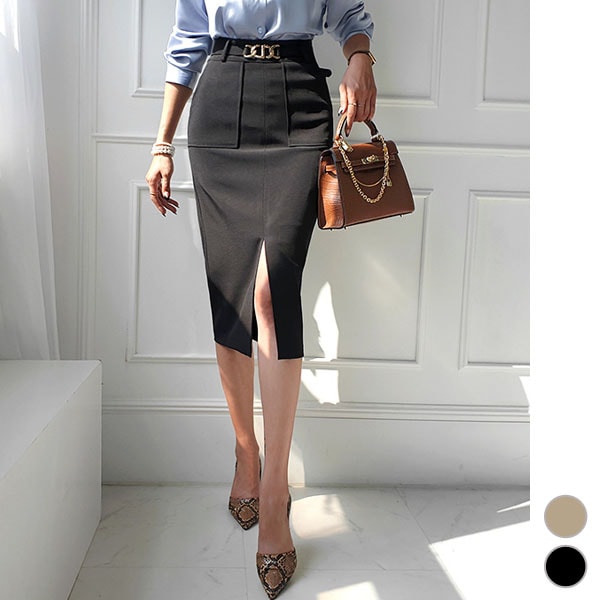 スカート レディース ボトムス 膝丈 ひざ丈 スリット ハイウエスト タイト ひざ下 膝下 上品 きれいめ セクシー 春 秋 30代 40代 50代 韓国 to24987