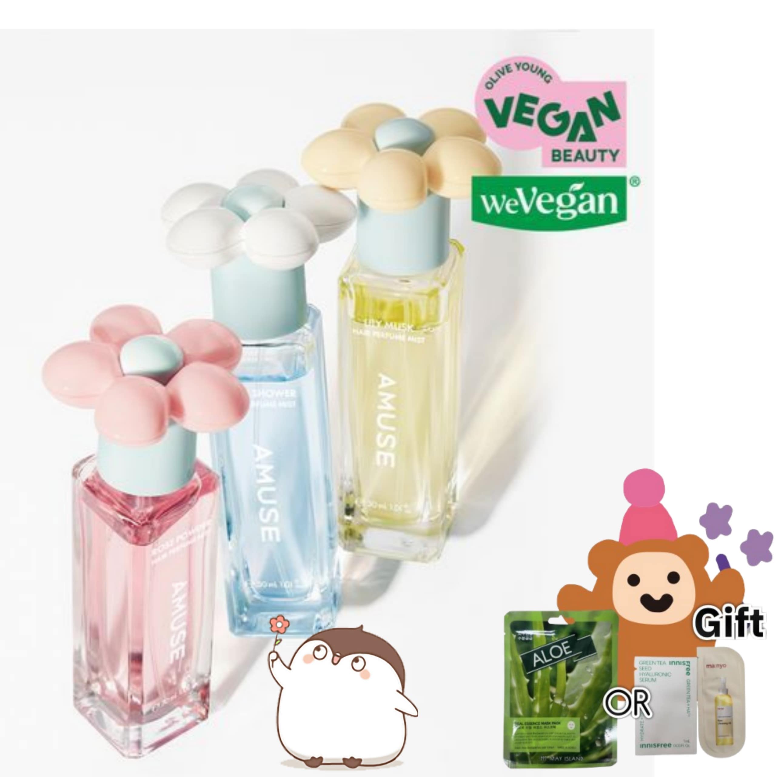 ヘアパフュームミスト3種[正規品]サラサラの髪/ツヤ/ほのかでさわやかな髪の香り