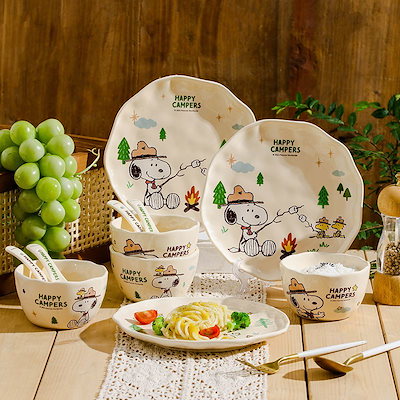 スヌーピー食器セット Qoo10] スヌーピー食器セット釉薬下彩電子レンジ加 : キッチン用品