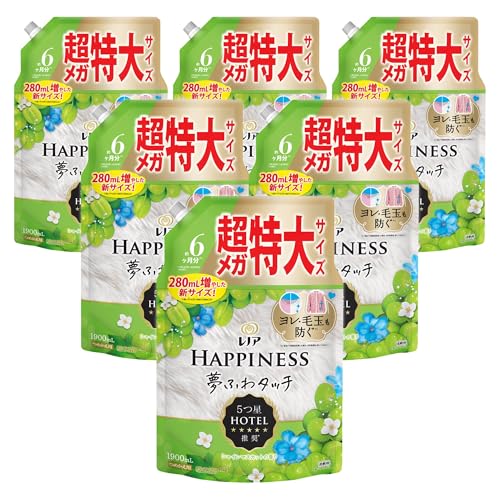 レノア ハピネス 5つ星ホテルの夢ふわタッチ 柔軟剤 シャインマスカットの香り 詰め替え 1900mL×6袋 [大容量] [ケース品]