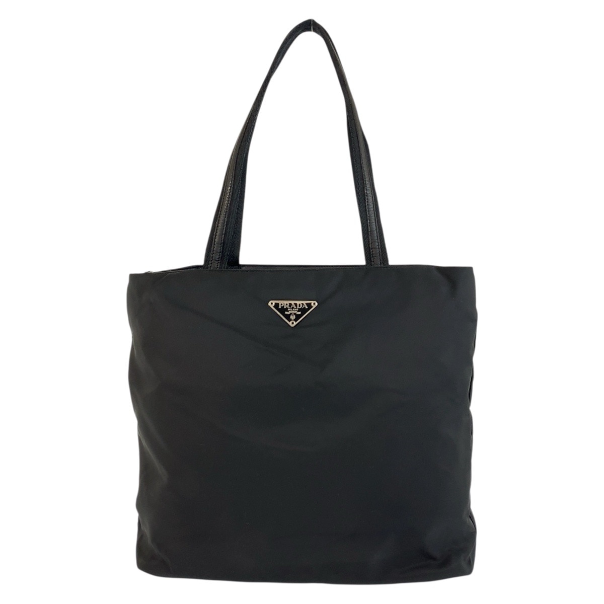 美品 テスート 三角ロゴプレート ブラック 黒 シルバー金具 ナイロン 22 トートバッグ ショルダーバッグ レディース 502990