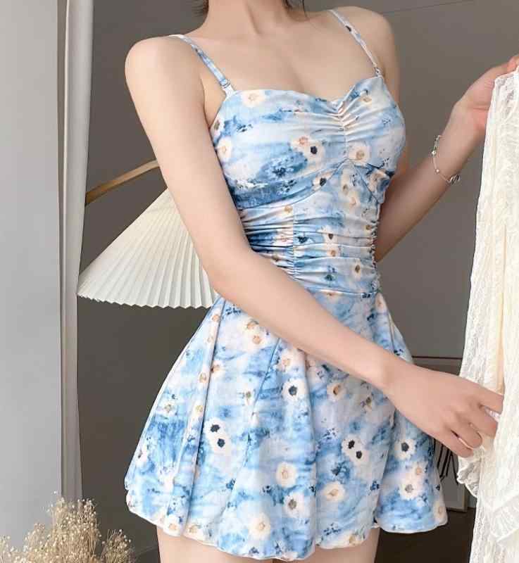 水着 レディース かわいい 夏 プール レジャー 海水浴 ナイロン スパンデックス ポリエステル カジュアル ノースリーブ スカート ワンピース