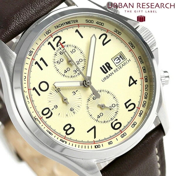 URBAN RESEARCH クロノグラフ 革ベルト メンズ 腕時計 UR003-03 アーバンリサ