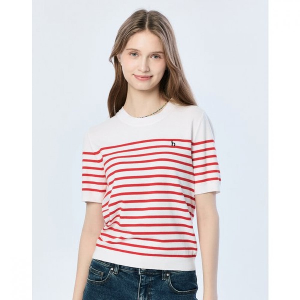 [25SS] [セットアップ] ストライプポリブレンドショートスリーブプルオーバーレンズ HSSW5BC24R2