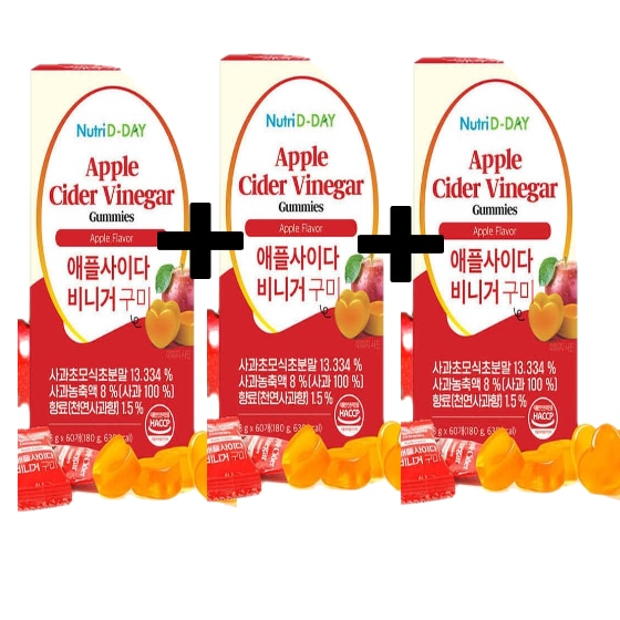 りんご 草毛酢 アップルサイダー ビネガー グミ 60本入(180g)*3ea / 10kcal