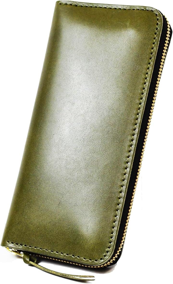 atelierCODEL 長財布 ラウンドファスナー 栃木レザー メンズ 本革(カーキ)