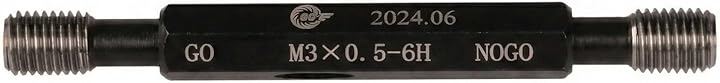 ねじ用限界ゲージ プラグゲージ 通り止まり 精度 検査 測定 工具 (ブラック, M3 x0.5-6H)