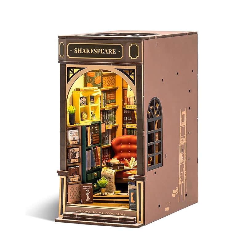 【国内即発】ROBOTIME ブックヌック キット DIY 立体パズル クラフト 木製手作りキット ミニチュア ドールハウス キット ブックスタンド 組み立て本棚装飾 LEDスイッチングライト ミニチ 5,119円