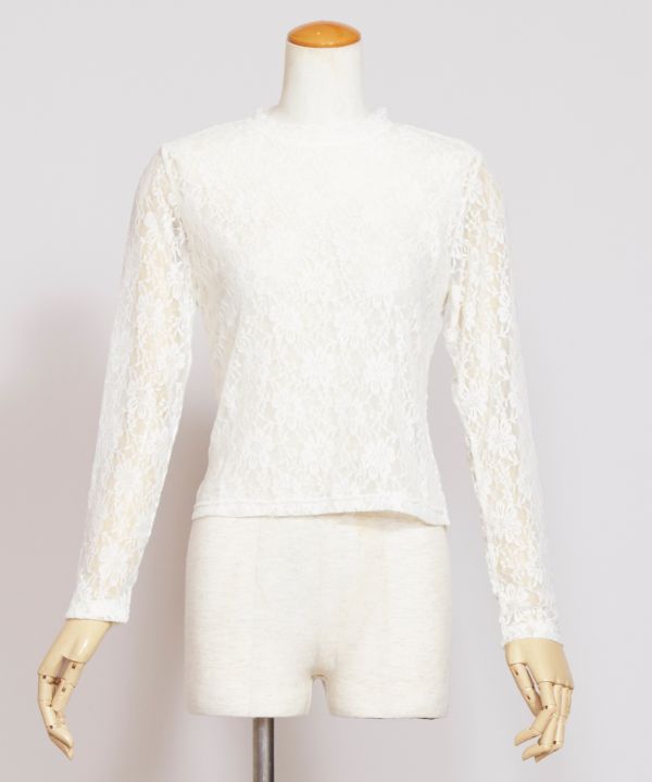 ハイネックレースブラウス
