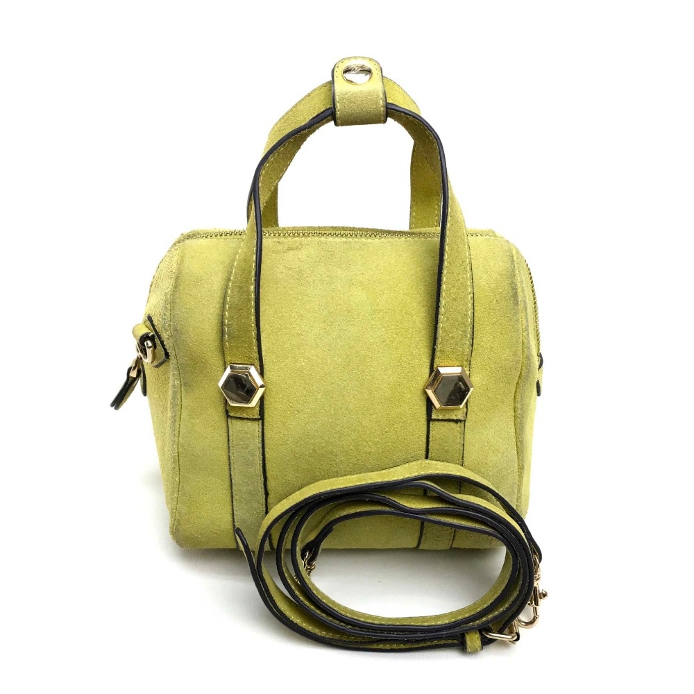 Hashibami muse ハシバミ ミューズ ハンドバッグ 斜め掛け ポシェット 肩掛け カバン ミニボストンバッグ スエード ライムグリーン系