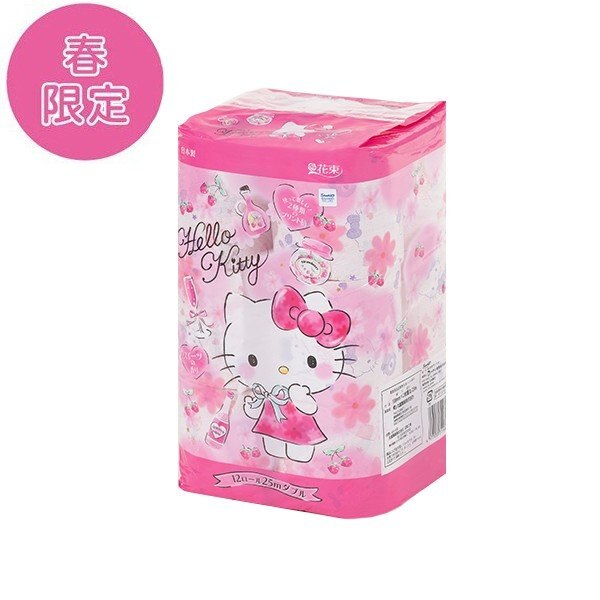 トイレットペーパー 丸富製紙 ハローキティ 春限定スイーツの香り ダブル25m 12ロール入り X8パック