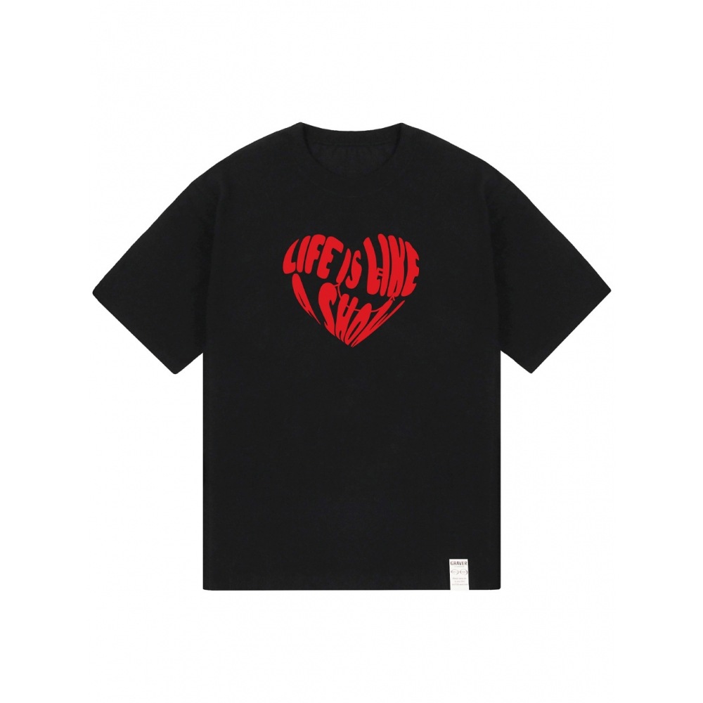 グレイバービッグライフロゴハートスマイル半袖Tシャツ 5COLOR