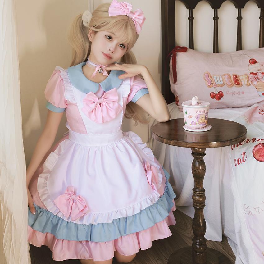 日韓メイドlolitaソフト妹スカートcosアニメクリーム小甜心カフェ萌え系メイド制服セット