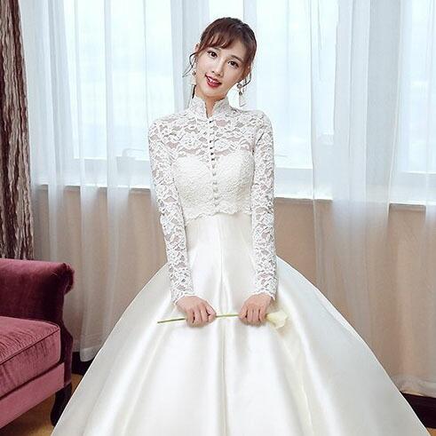 ウェディングボレロ 花嫁 ボレロ レース 結婚式 袖ありボレロ 二次会 長袖 前撮り 後撮り フォトウエディング 海外挙式 ウエディングドレス ラウンドネック 花