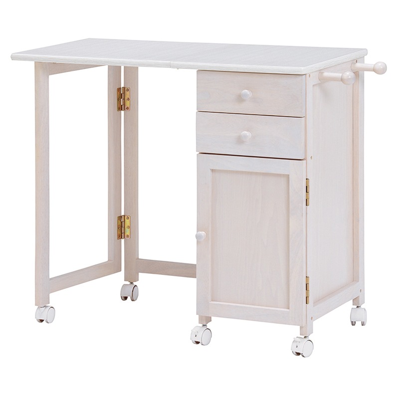 デスク 折りたたみ式 キャスター付 ホワイトウォッシュ 幅88 A4対応 引出し2杯 机 PCデスク パソコンデスク 作業机 フック付き 収納できる コンパクトテーブル
