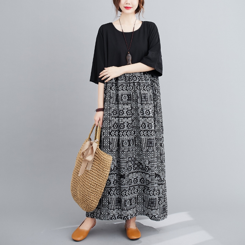 ワンピース フレアワンピース ロング ロング丈 マキシ マキシ丈 9分丈 袖あり 7分袖 七分袖 ラウンドネック ワイド 切り替えデザイン ポケット ハイウエスト かわいい 大人可愛い きれいめ