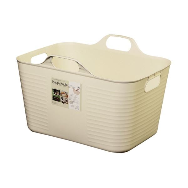 （まとめ）ヒマラヤ化学 ハッピーバケット 本体 角 M アイボリー 1個 [x3セット]